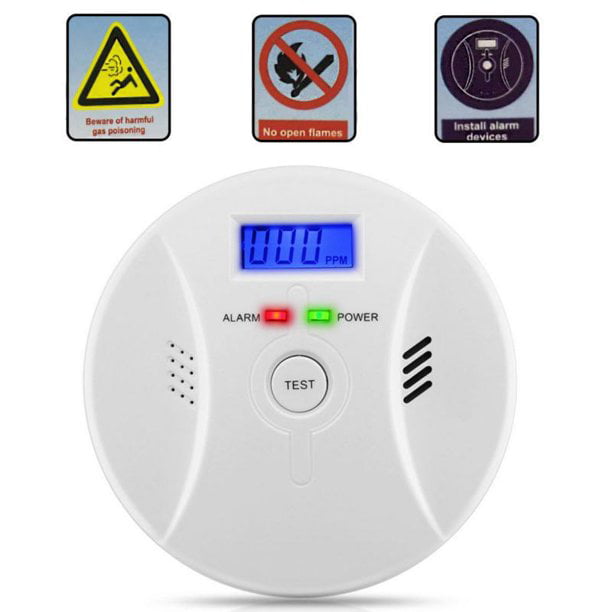 Rinkmo Smoke Detector & Carbon Monoxide Detector Alarm  LCD Display&3 Batteries 