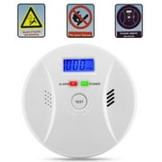 Shopslong 2 In 1 Carbon Monoxide and Smoke Alarm Smoke Fire Sensor Alarm CO Carbon Detector Sound Combo Sensor Tester Battery Operated with Digital Display (1 Pack)