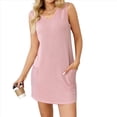 thumbnail image 1 of Chaleco Tipo Jersey para Mujer, Vestido Liso con Bolsillos, Rosa, Talla XXL, 1 of 9