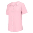 thumbnail image 4 of TODOZO Button Down Shirts for Women V Neck Collared Summer Beach Tops Summer Blouses for Women 2025 Loose Shirt Top Stand Solid Color Sleeve Collar Casual Women's Shirt Women's Shirt Pink Xxl, 4 of 8
