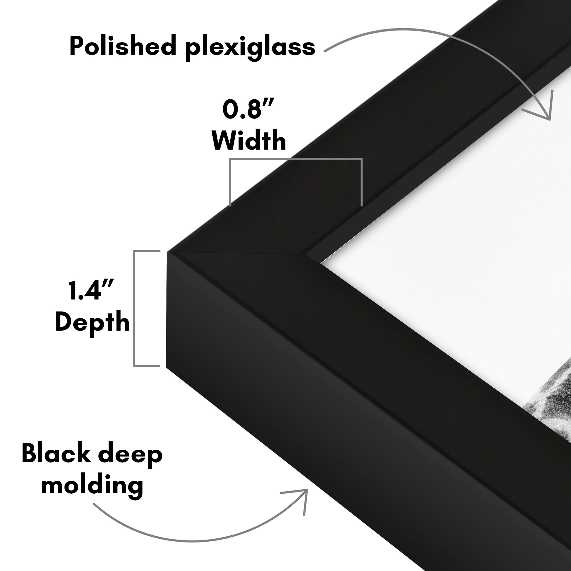 Americanflat 11x17 Picture Frame with Polished Plexiglass Soho Collection Gallery Style Deep Molding - Black