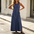 thumbnail image 5 of Fewfanhot Summer Dresses for Women Sleeveless Crewneck Maxi Long Vest Shift Dress with Pockets, 5 of 7