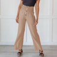 thumbnail image 4 of Pantalones de lino y algodón para mujer, pantalón largo de cintura alta, holgado, informal, de pierna ancha, novedad de verano, 2023, 4 of 4