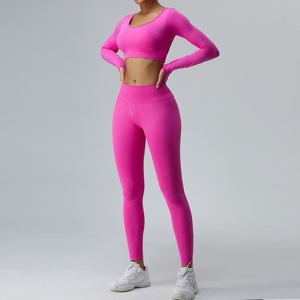 Traje de yoga de manga larga de otoño e invierno para mujer, pantalones de yoga con espalda cruzada sexy sin costuras y levantamiento de cadera de melocotón