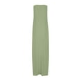 thumbnail image 4 of Ecqkame Women's Summer Maxi Dress Casual Round Neck Short Sleeved Vacation Sundress Solid Color Beach Dresses with Pockets 01-Green S, 4 of 4