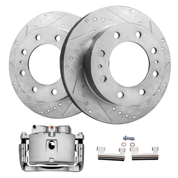 Detroit Axle - 3pc Front Brake Rotors Brake Caliper for Chevy GMC Savana Express Silverado Sierra 1500HD 3500 Classic 1500 2500 3500 HD Avalanche Suburban Yukon XL 2500 Cadillac DeVille Hummer H2