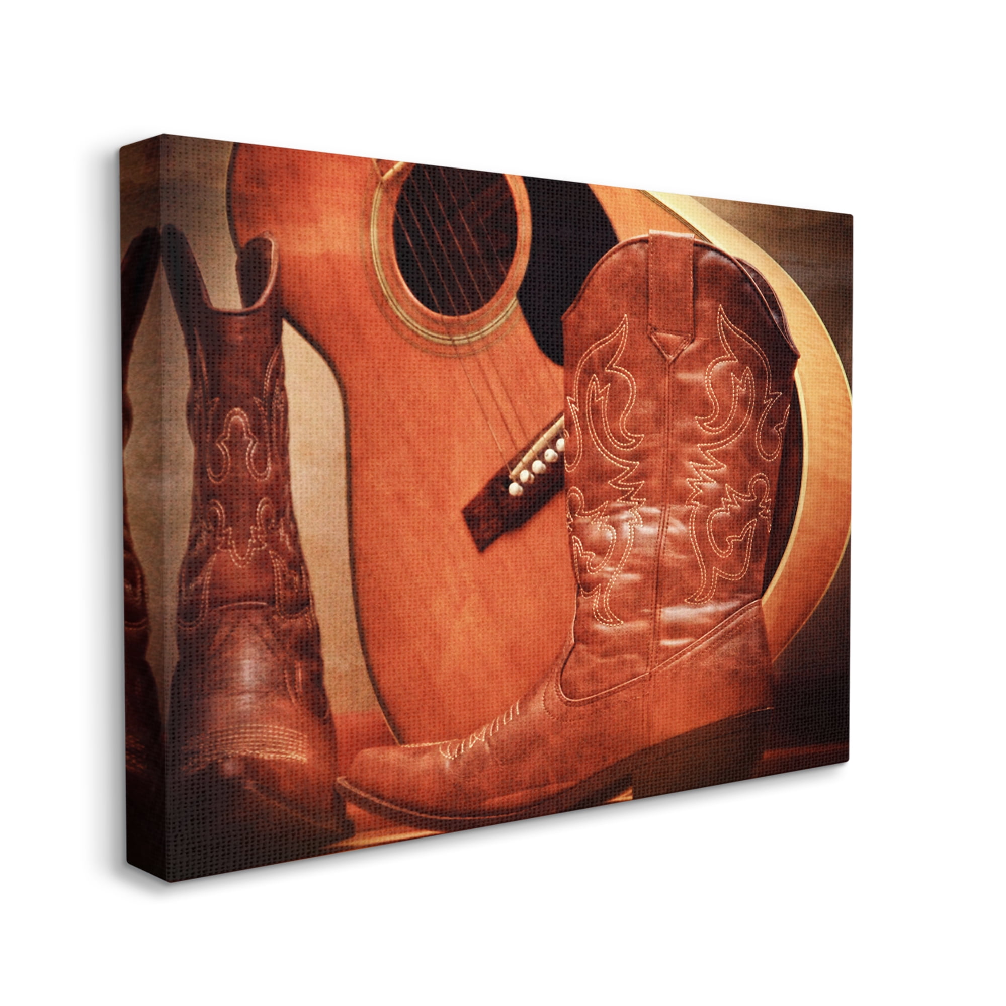 Stupell Industries Guitar & Cowboy Boots Literature & Flim Photography Gallery Wrapped Canvas Art Print Wall Art, 40 x 30