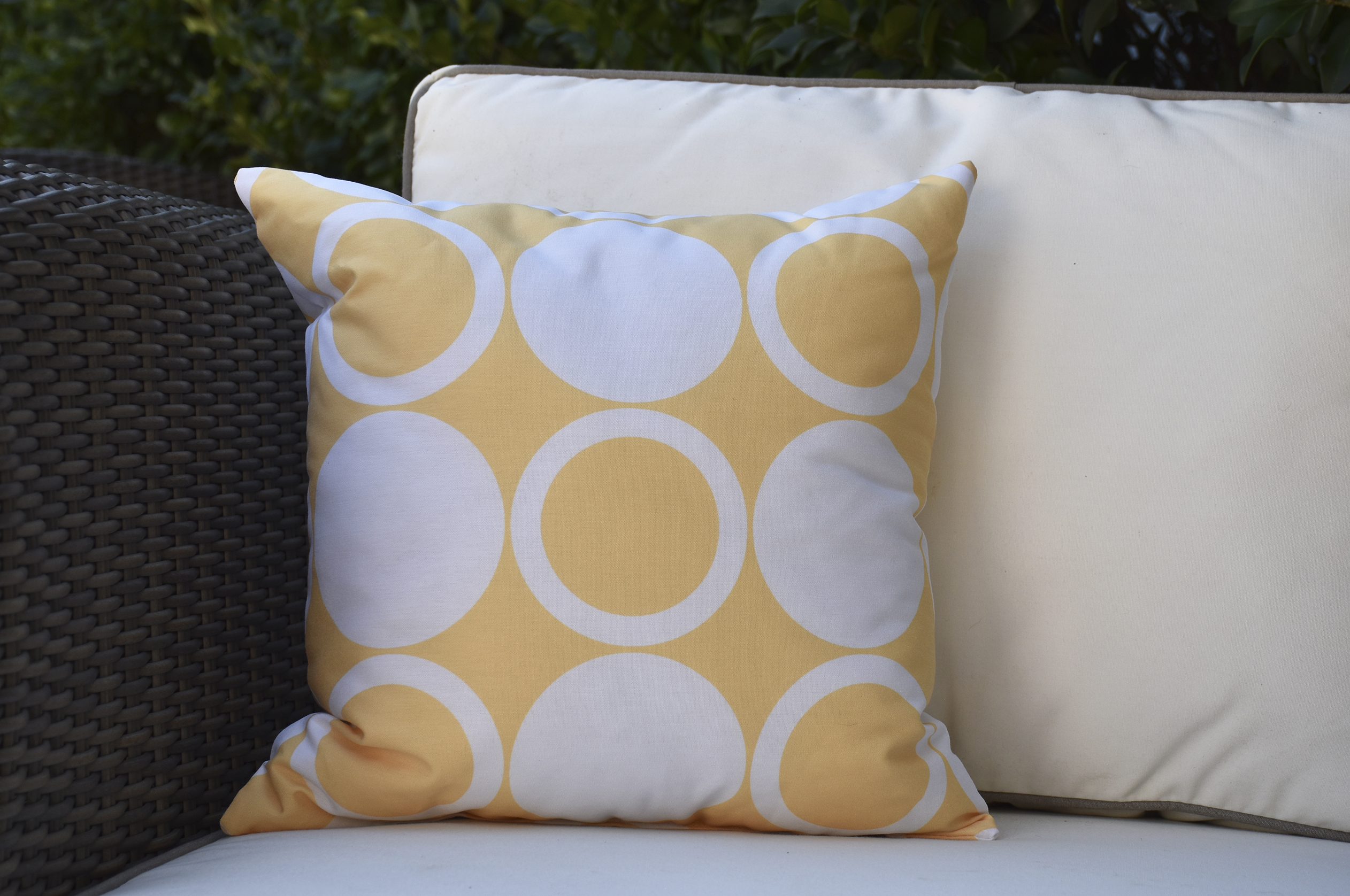 Simply Daisy, 18" x 18" ModCircles, Geometric Print Outdoor Pillow, Yellow