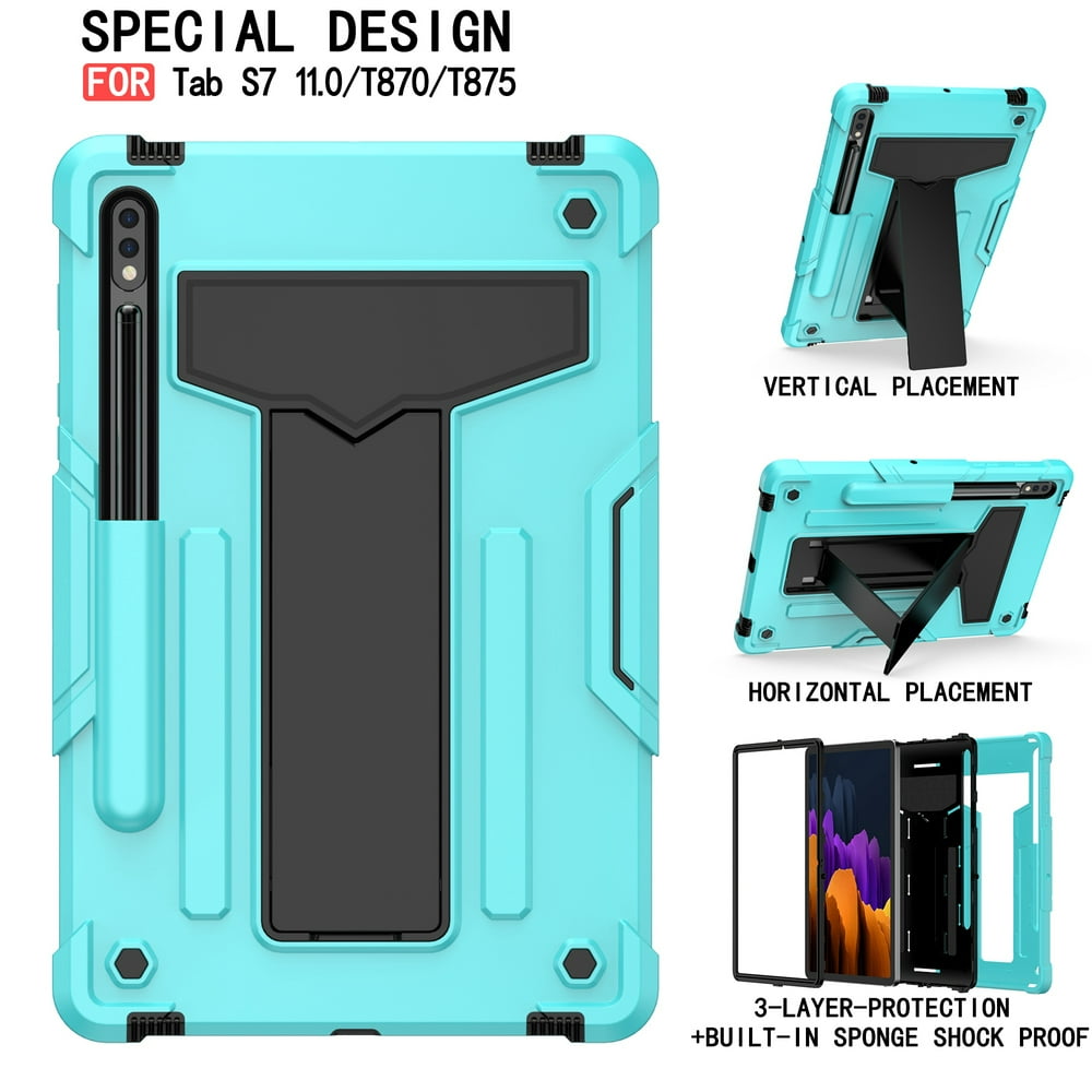 Dteck Galaxy Tab S7 Case 2020 , Heavy Duty 3 in 1 Hybrid Rugged Shockproof Case with Kickstand S
