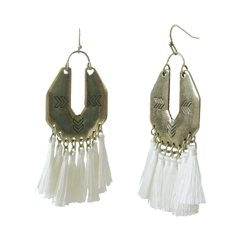 Time and Tru Women's Boho Chic Tassel Earrings Set Brown