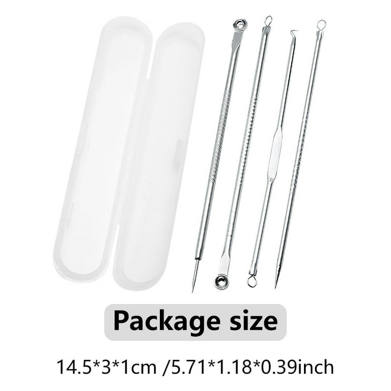 Four in One Silver Blackhead Remover Stainless Steel Ingrown Hair Removal  Kit Acne Whitehead Popping Zit Removing for Nose Face