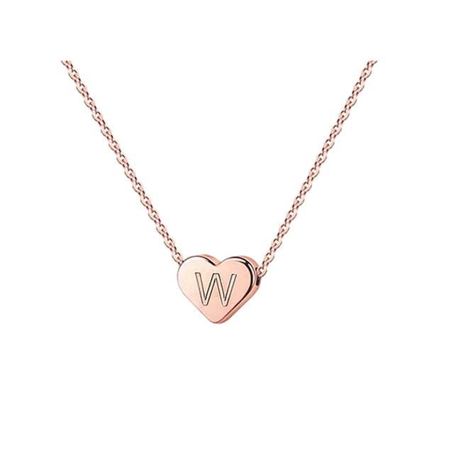 26 Initial Heart Shape Alphabet Collar para Mujeres Collares de Acero Inoxidable para Mujeres A Z 26 Alphabet Initial Collares de Oro Rosa para Mujeres Niñas