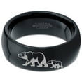 thumbnail image 2 of Tungsten Adult Bear Cub Following Walking Band Ring 8mm Men Women Comfort Fit Black Dome Polished, 2 of 4