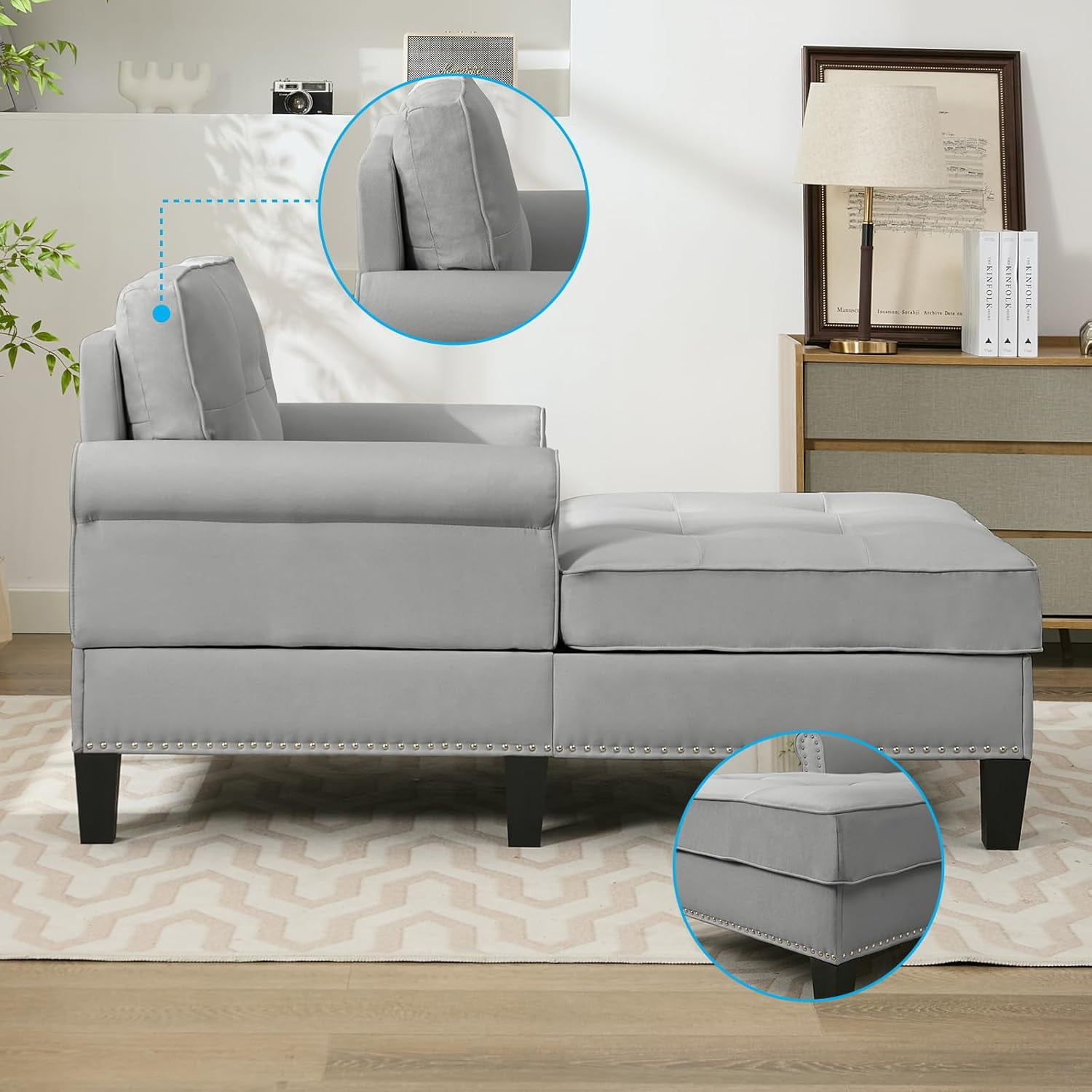 Gray Chaise Lounge Chair Mjkone Chaise Lounge With Tufted Back