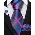 thumbnail image 3 of Juego de corbatas Barry.Wang, corbata de seda a cuadros, 150 cm, con gemelos, 3 of 6