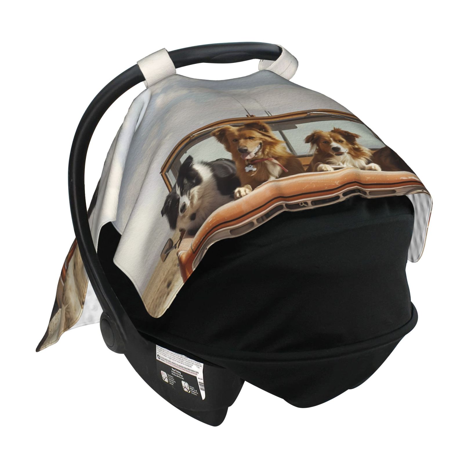 Car Seat Cover Baby - Dogs Road Trip Adventure Breathable Infant Car Seat Cover for Baby Carseat, Lightweight Comfort Baby Essentials Must Haves Newborn Stuff for Girl Boy