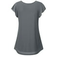 thumbnail image 4 of Summer Saving Wycnly Womens Tops Summer Short Sleeve Crewneck Solid Tee Shirts Lightweight Casual Flowy Pleated Hem Tunic Blouses Gray l Under $5, 4 of 7