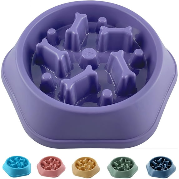 Slow Feeder Dog Bowl Agooga Anti Gulping Healthy Eating Interactive Bloat Stop Fun Alternative Non Slip Dog Slow Food Feeding Pet Slow Eating Healthy Design for Small Medium Size Dogs(Lavender)