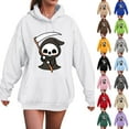 thumbnail image 5 of Godom Women's Trendy Halloween Hoodies Long Sleeve Fall Sweatshirt Cute Pattern Crewneck Oversize Hooded, 5 of 6