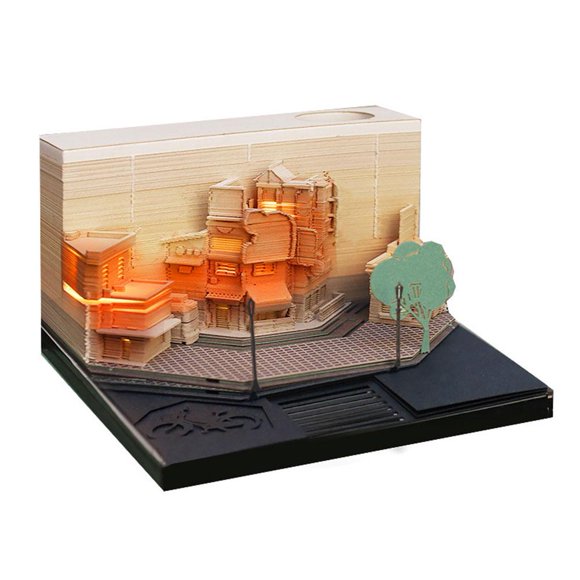 3D Memo Pad, Magic Castle Street Corner Paper Sculpture, Desk DIY Notes Notepad G5V8