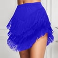 thumbnail image 2 of Mini Skirts for Women Flowy Fringe Asymmetrical Hem Boho Skirt with Tassel Details for Casual and Party Blue XXL, 2 of 4
