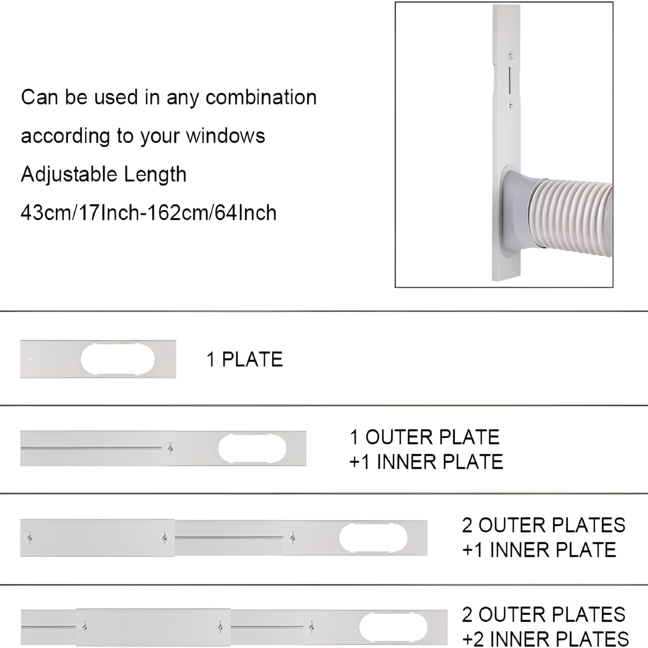ARLAJO Portable Air Conditioner Window Vent Kit,Adjustable Window Seal with 5.9 Inch Diameter,59 Inch Length Exhaust Hose,Universal for Sliding Horizontal Or Vertical Window