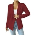 thumbnail image 2 of Women's Work Office Blazer Stretch Lapel Collar Long Sleeve Jacket Fashioin Dressy One Button Suit Interview Outfits, 2 of 7