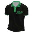thumbnail image 2 of Men's Polo Shirts St Patrick's Day Short Sleeve with Graphic Print Comfortable Breathable Golf Shirts for Men G Black S, 2 of 3