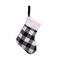 PEIBang Christmas Stockings,Xmas White and Black Plaid Stocking,Hanging Decorations for Holiday Home Fireplace Party Favors