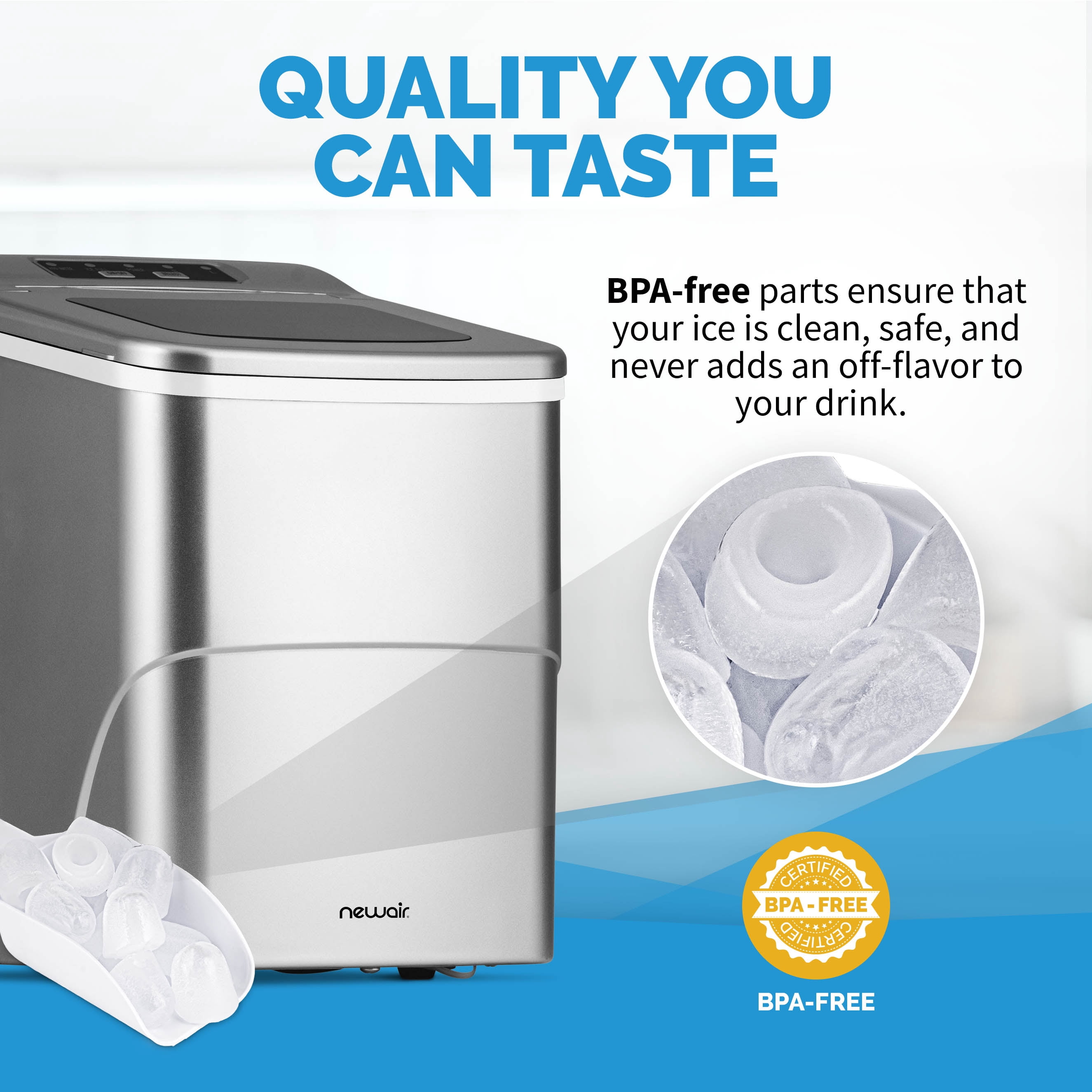 Newair 26 lbs. Countertop Bullet Ice Maker in Silver- NIM026MS00