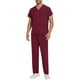 thumbnail image 1 of Ceisia Men's Solid Color V-Neck Nurse Uniform Set, Short Sleeve Scrub Top with Elastic Waist Pants for Healthcare Professionals Wine L Gifts, 1 of 7