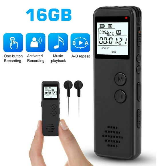 HLONK 16GB Mini Voice Activated Recorder Digital Voice Recorder with Noise Reduction MP3 Player HD Recorder for Lessons Meetings Interviews MP3 WAV Record