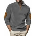 thumbnail image 4 of TAGOLD Men Fall Winter Sweater Tops,Men's Casual Solid Color Button Up Long Sleeved Shirt Long Sleeve Stand-up Collar Blouse Shirt, 4 of 5