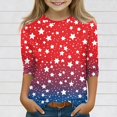 thumbnail image 2 of YOUYEDIAN Teen Girls 3/4 Sleeve Shirts 6-7 Floral Print Top Crew Neck T Shirt Casual Tees Watermelon Red 6-7 Years, 2 of 5