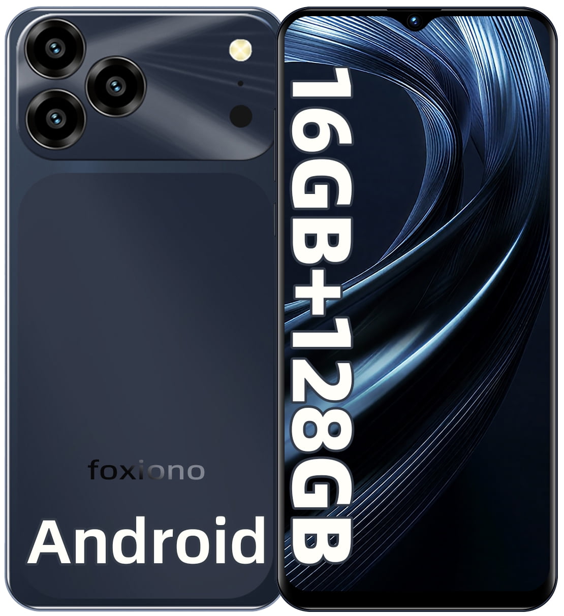 FOXIONO X28 Unlocked Smartphone,16GB+128GB,6.56"HD+90Hz Screen,4000mAh Battery,13MP+5MP,Android 9.0 Dual SIM 4G Mobile Phone(Black)