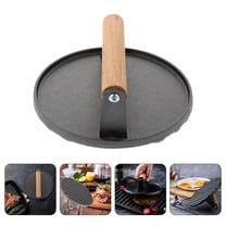 CTIRCHIU 1Pack Round Iron Wood Burger Press for Home Cooks 6.88x2.75in