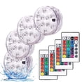 thumbnail image 1 of Luces LED sumergibles a pilas con control remoto. Lámparas pequeñas decorativas para peceras y acuarios. Ideal para bodas, fiestas de Halloween. (4 unidades), 1 of 3