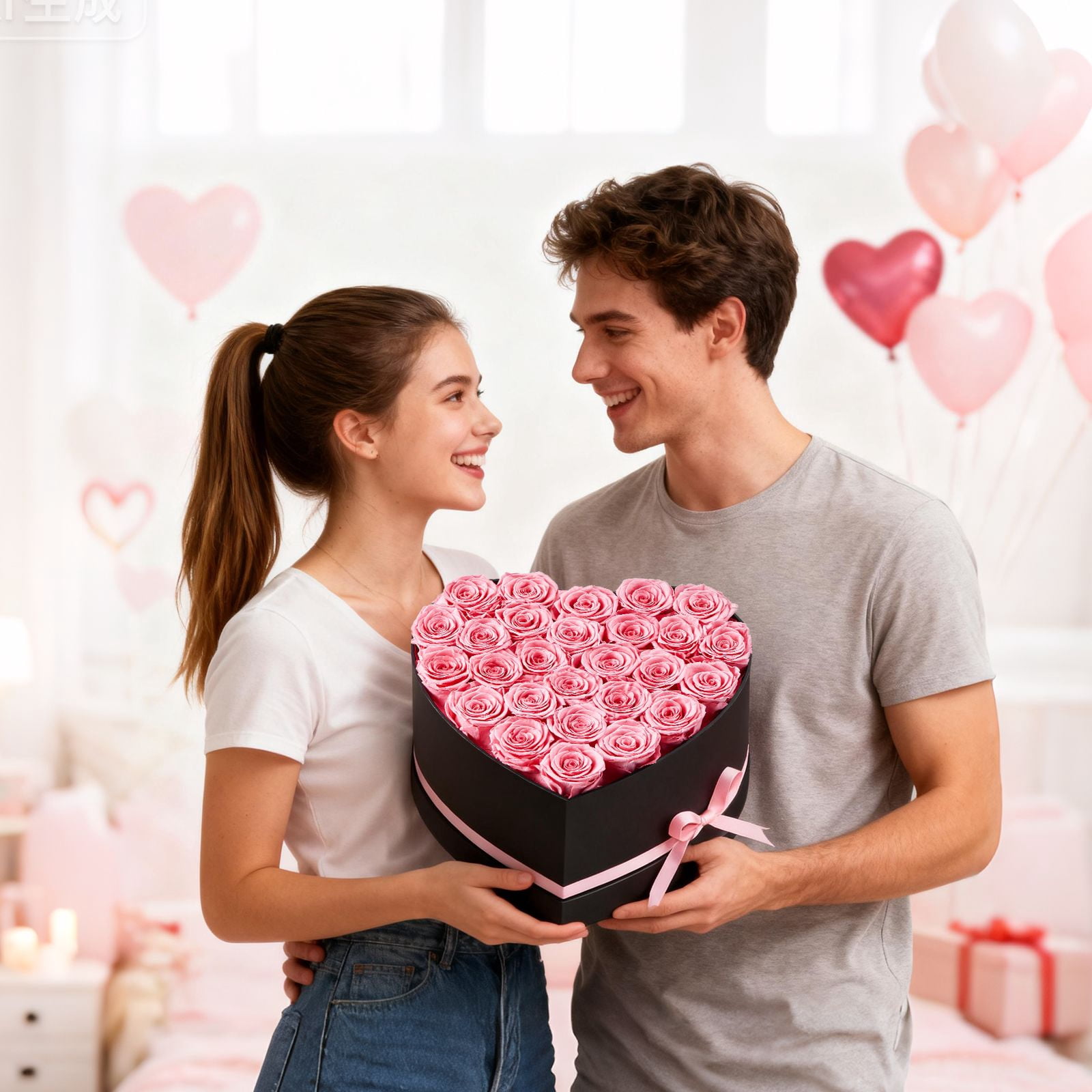 Preserved Roses 27 Real Roses in Heart Box, Lasts Up to 3 Years, No Watering Needed, Light Rose Fragrance, Romantic Gift for Valentine's Day Birthday Christmas