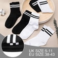 thumbnail image 6 of Womens White Crew Socks 6 Pair Striped Trim Casual Crew Socks Mid Calf Ankle Sock Vintage Retro Gym Running, 6 of 10