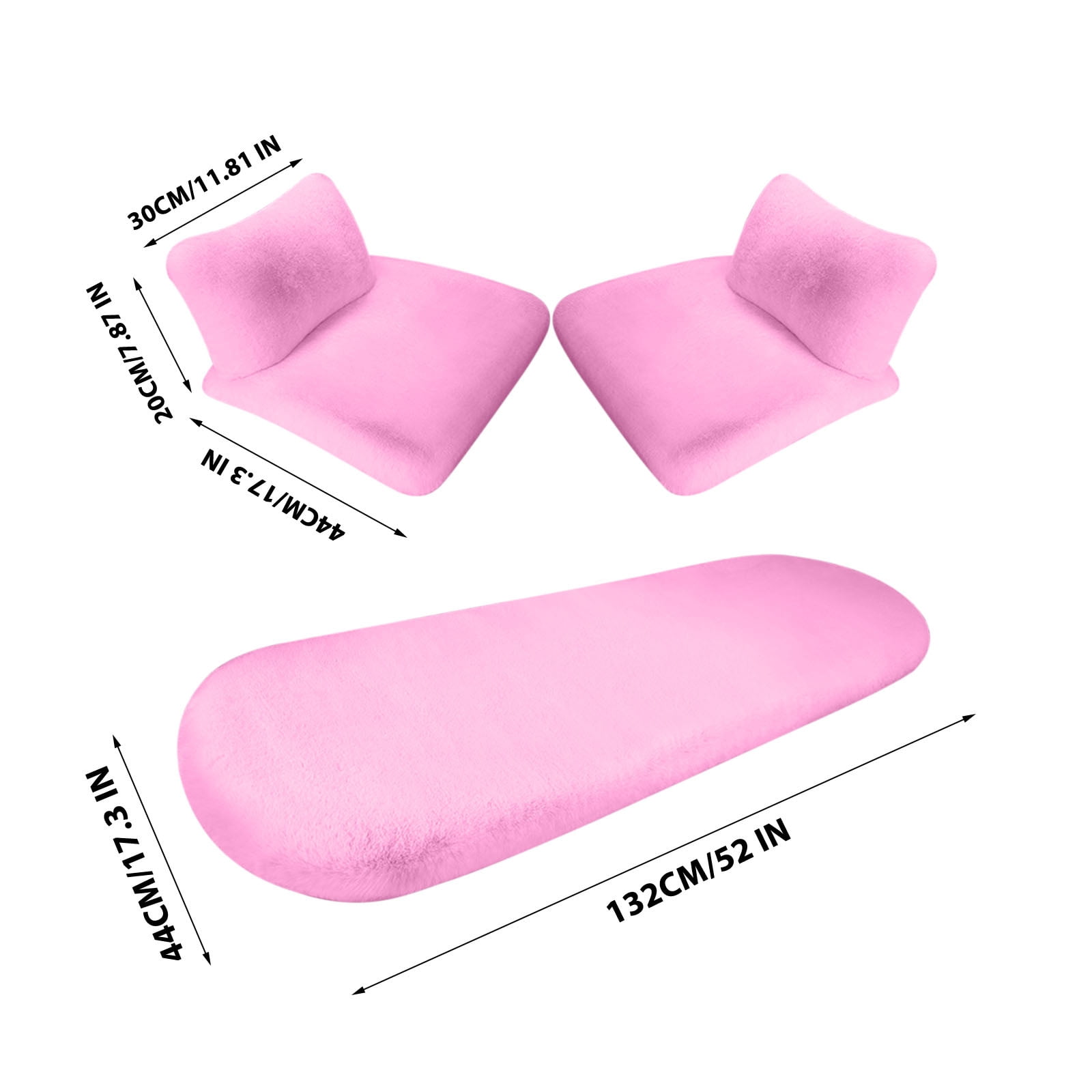 geerera 5Pcs Car Front Rear Seat Cushion with lumbar pillows, Soft Warm Winter Auto Seat Cover, Vehicle Seat Protector Pad With Non-Slip Backing, Car Accessories for Home and Office Chair