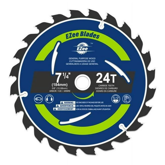 EZee Circular Saw Blades 7-1/4 Inch 24 Teeth ATB 5/8" Arbor Wood Cutting Durable Non-Stick Coating Thin Kerf TCT 7 1/4 Circular Saw Blade Tungsten Carbide Tipped Blade CS7-24T