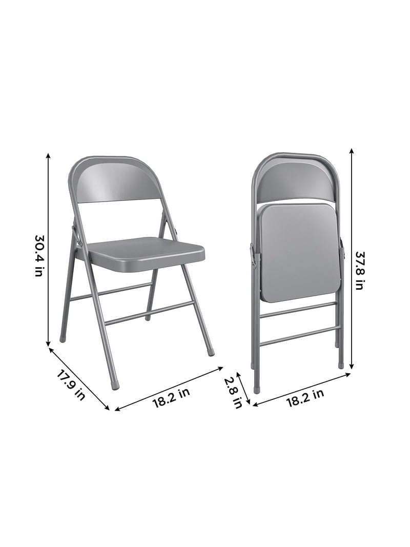 2 pack) Mainstays All-Steel Metal Folding Chair, Gray - Walmart.com