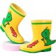 thumbnail image 1 of Botas de lluvia para niños y niñas, zapatos de agua, botas de lluvia de dibujos animados, pequeño dinosaurio (amarillo, niño 10), 1 of 3