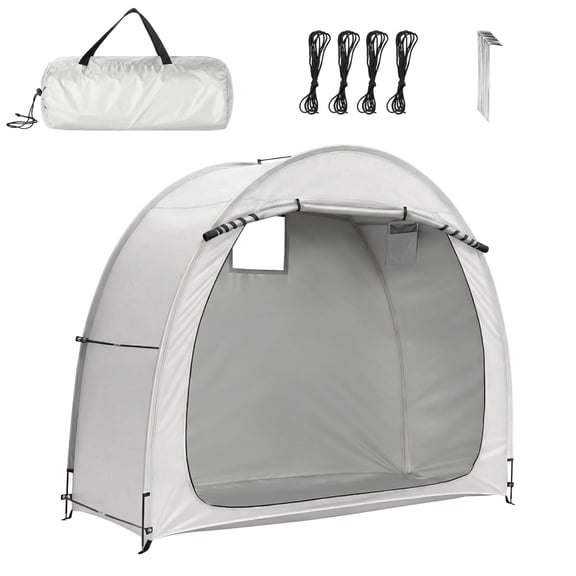 6.8x2.6FT Light Gray Arc Bicycle Storage Shed, 210D PU Silver Coated Oxford Cloth Bike Storage Tent with Fiberglass Frame