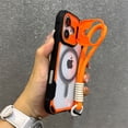 thumbnail image 1 of Armor Candy Color Clash For Magsafe Phone Case For iPhone 11 15 14 13 12 16 Pro Max Plus Stand With Wrist Strap Phone Back Cover Orange For iPhone 15Pro, 1 of 6