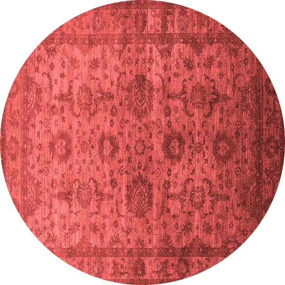 Ahgly Company Indoor Round Oriental Red Industrial Area Rugs, 4' Round