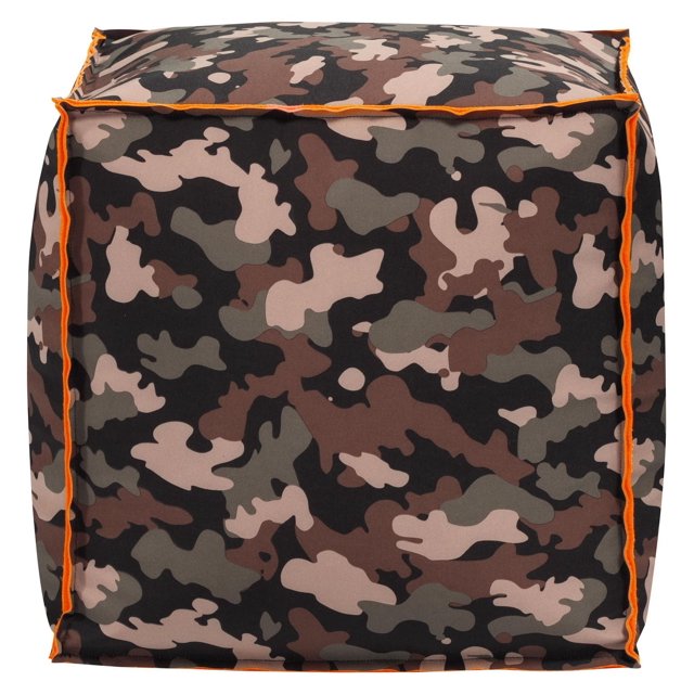 Gouchee Home Cube Camo Pouf Ottoman – Soft-Stretch Bean Bag Seat with Polystyrene Beads, Lightweight & Durable for Living Room or Dorm, Made in Canada