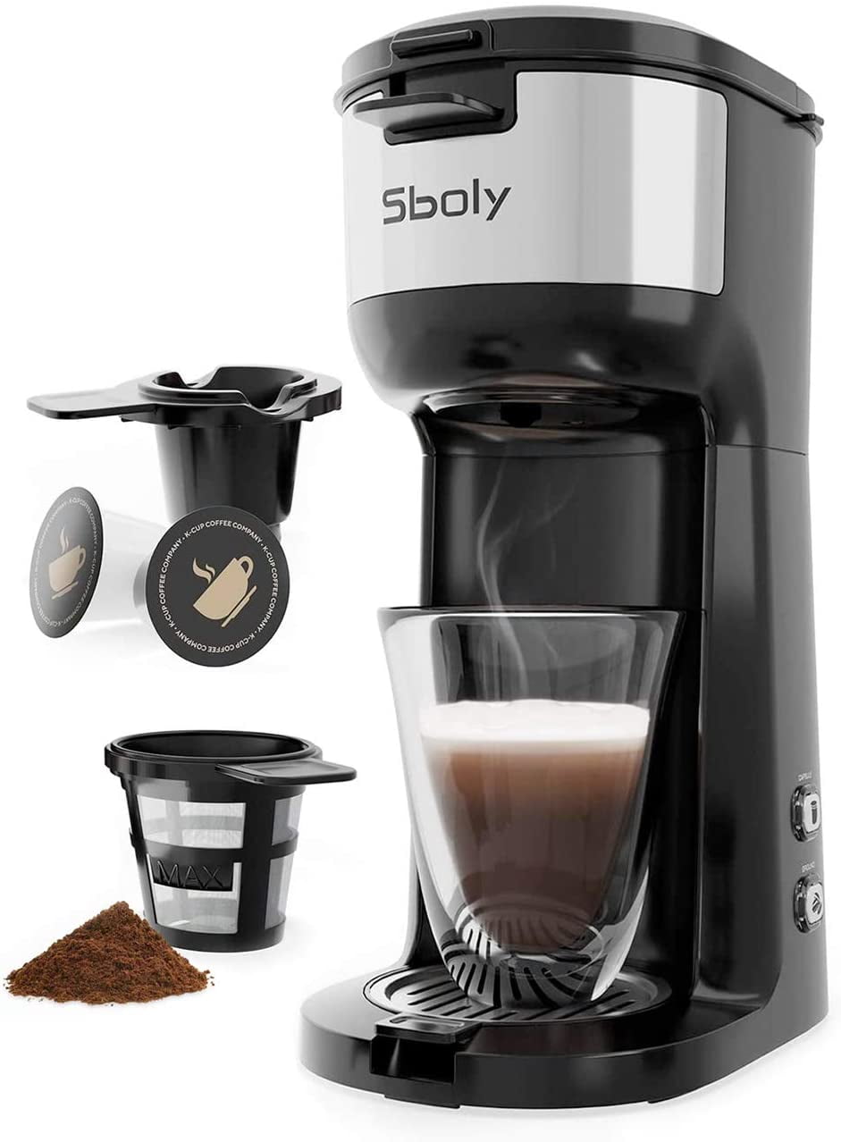 Single Serve Coffee Machine for K Cup Pod /& Ground Coffee Small and Portable Coffee Brewer with Brew Strength Control and Self Cleaning Function Classic Mini Coffee Pot for Individual Dorms Offices Coffee Maker