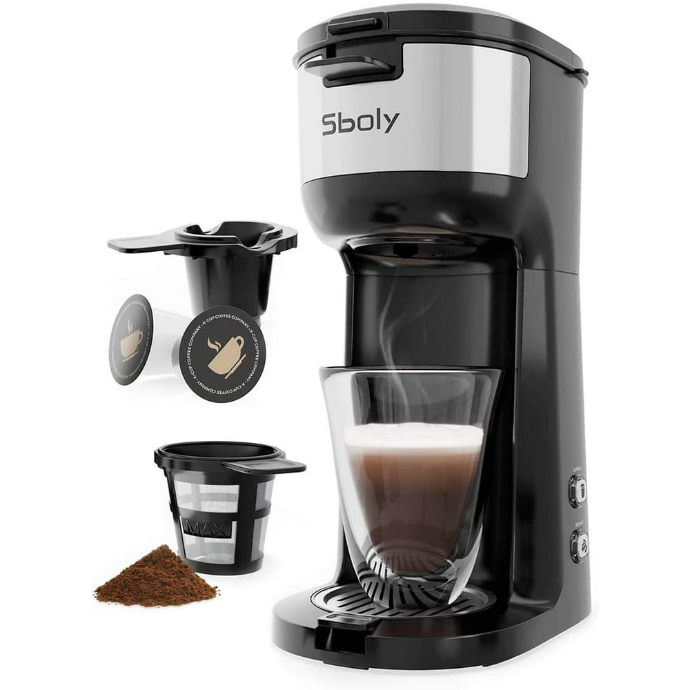 Sboly Single Serve Coffee Maker Brewer for KCup Pod & Ground Coffee Thermal Drip Instant Coffee