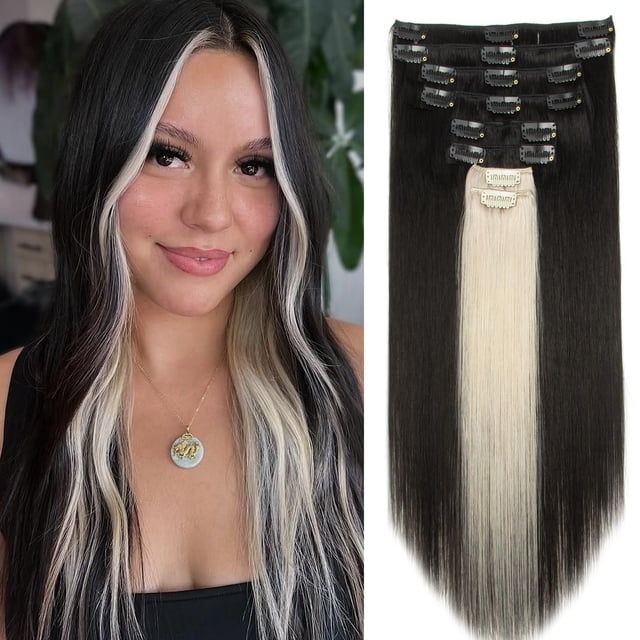 Extensiones con forma de pinza para cabello humano Remy 100% brasileño